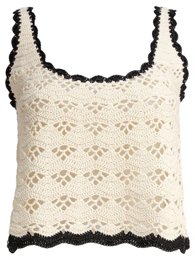 Zimmermann Rhiannon Cotton Crochet Knit Tank Top In White
