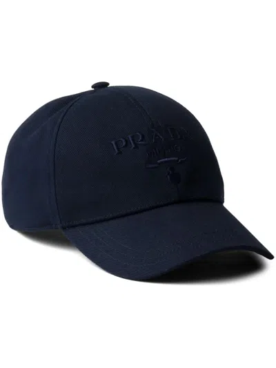 Prada Drill Baseball Cap In Blue