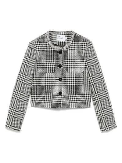Self-portrait Houndstooth Embellished Trim Cropped Jacket