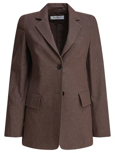 Max Mara Structured Single-breasted Jacket Flap Pockets In Brown