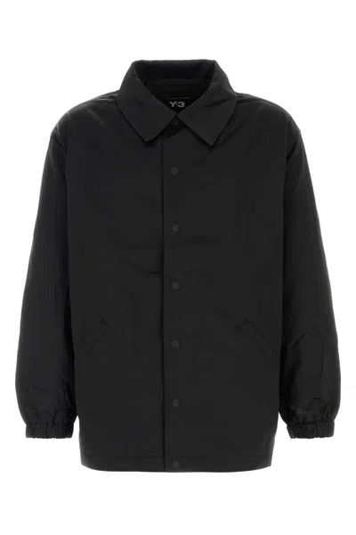 Y-3 Logo-printed Shirt Jacket In Black