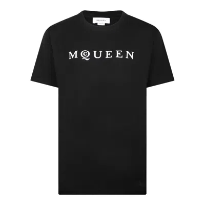 Alexander Mcqueen Logo Lettering Crewneck T-shirt In Black