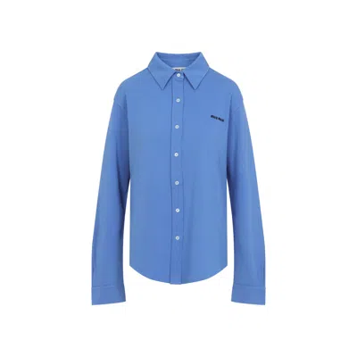 Miu Miu Piquet Shirt 42 In Blue