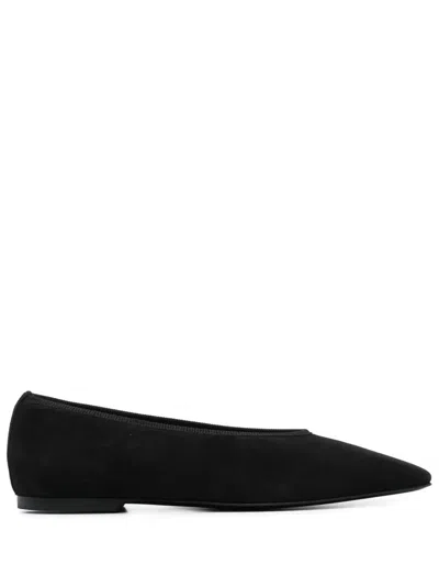 Totême Women's Velvet Ballerinas Made From Recycled Polyester With Elastic Trim In Black