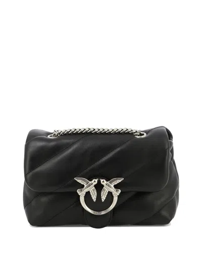Pinko Mini Love Puff Maxi Quilt Leather Crossbody Bag In Black