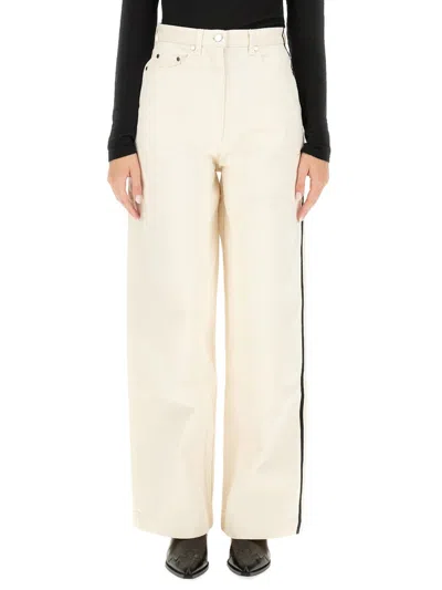 Peter Do Stripe-detail Wide-leg Jeans In Neutral