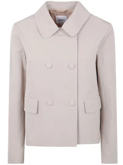 Aspesi Aranciata Double Breasted Jacket In Neutral