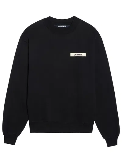 Jacquemus Mens Black Grosgrain-logo Long-sleeve Cotton T-shirt In Black