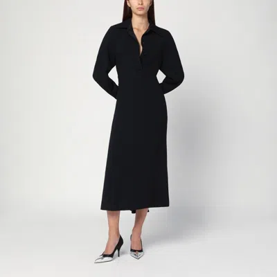 Victoria Beckham Women Black Long Sleeve Polo Collar Midi Dress, Xs Luxury Dresses For Women Darveys