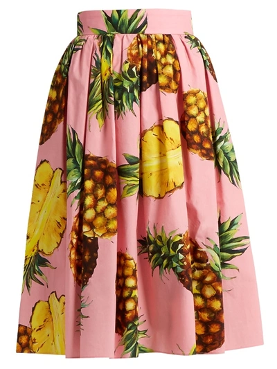 Dolce & Gabbana Pineapple-print Cotton Skirt In Pink