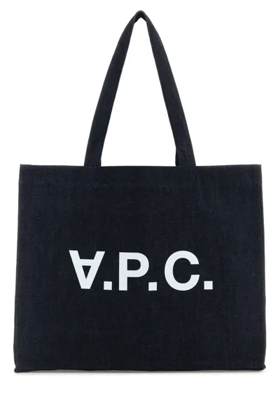 Apc A.p.c. Denim Daniela Shopping Bag In Black