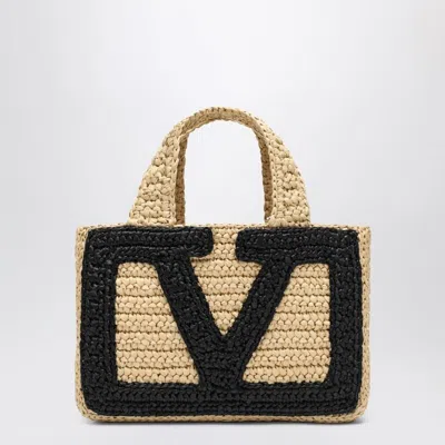 Valentino Garavani  Garavani Viva Superstar Small Shopping Bag In Raffia Woman Natural Uni In Brown