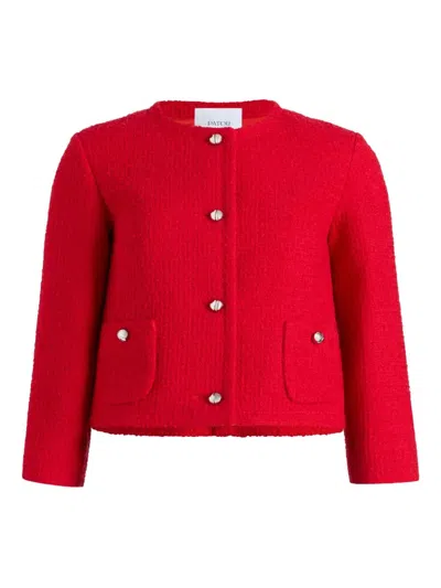 Patou No Collar Box Jacket In Red