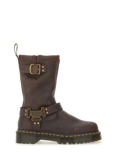 Dr. Martens Anistone Hi Burnished Waxy Pull Up Wp Woman Ankle Boots Dark Brown Size 7 Leather
