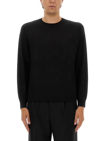 Theory Relaxed Fit Black Wool Sweater With Round Neckline