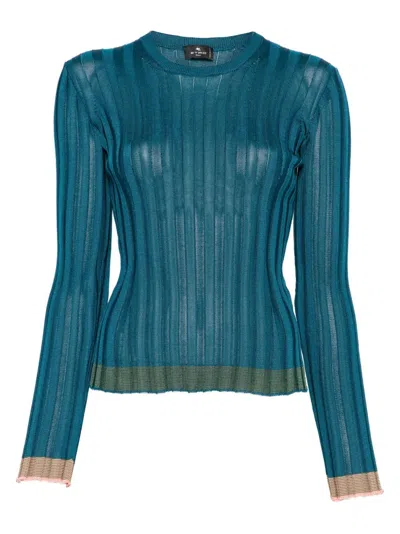 Etro Textured Knit Pullover In Blue