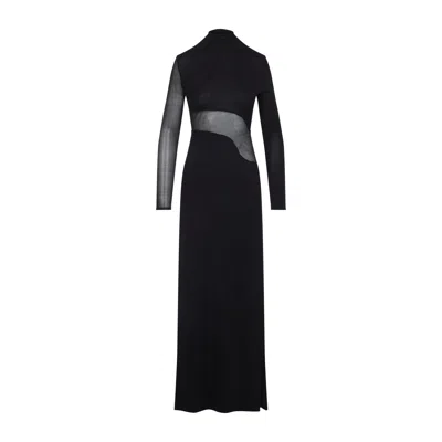 Alaïa Sheer Bodice High-neck Dress In Black