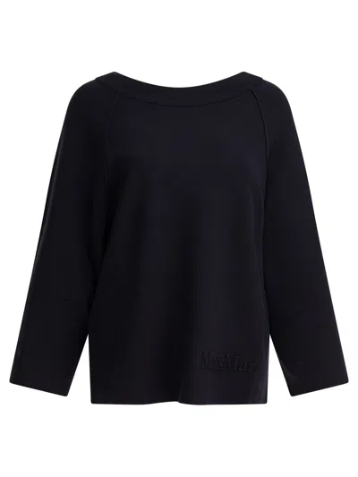 Max Mara Wool And Viscose Pullover With Raglan Sleeves In Black