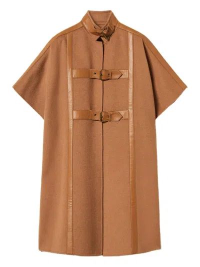 Twinset Buckle-fastening Cape In Brown