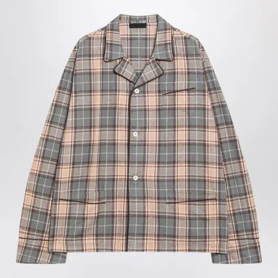Prada Checked Patch-pocket Shirt In Gray