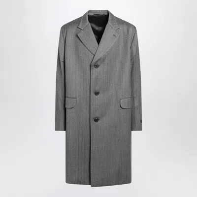 Prada Single-breasted Wool Coat In Gray