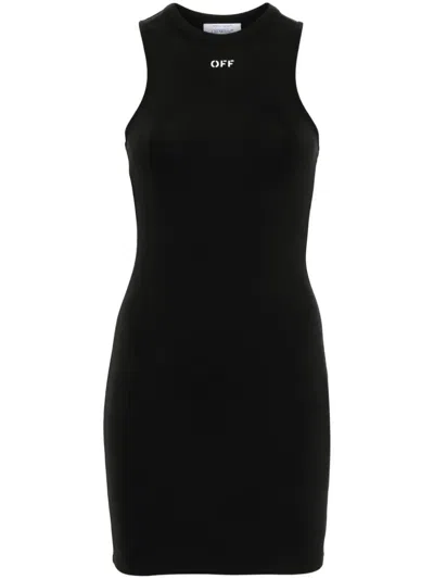 Off-white Sleek Rowing Form Fitting Polyamide Mini Dress In Black