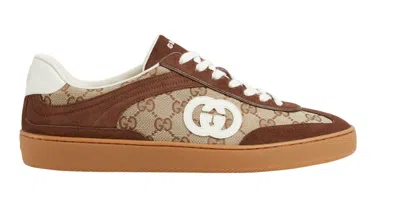 Gucci Men G75 Low-top Supreme Gg Fabric And Suede Sneakers In Multi