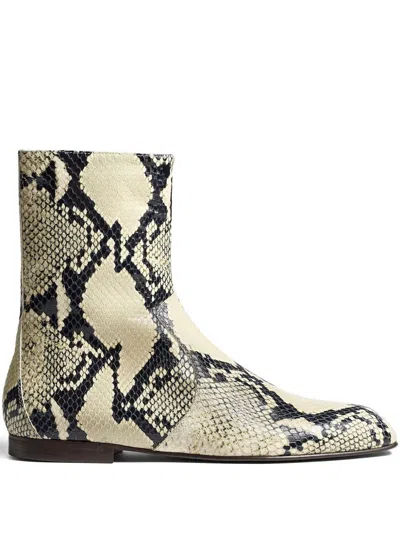 Khaite Colt Snake-effect Leather Ankle Boots In Neutral