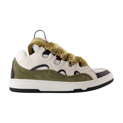 Lanvin Brown Leather-polyester Sneaker In Multi