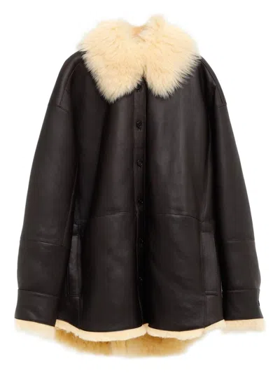 Acne Studios Leather Shearling Jacket In Black