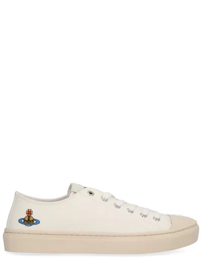 Vivienne Westwood Canvas Low-top Logo Rubber Sneakers In Neutral