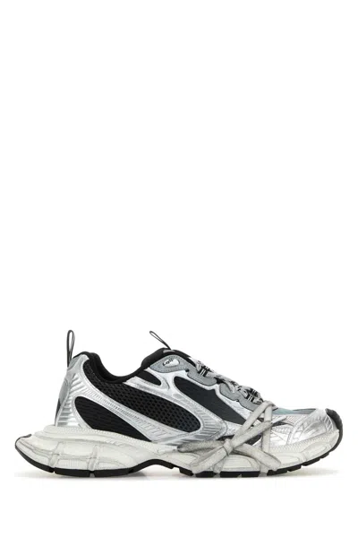 Balenciaga 3xl White Low Top Sneakers With Logo Detail In Tech Fabric Man In Silver