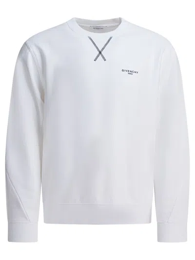 Givenchy White Couture Seam Sweatshirt With Embroidered Logo Men In White