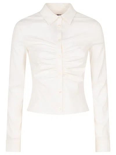 Balenciaga Long-sleeved Corseted Shirt In White