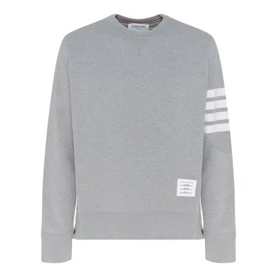 Thom Browne Classic Sweatshirt In Classic Loopback With Engineered 4 Bar In Gray