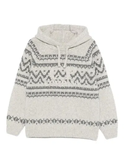C.p. Company C.p.company Patterned Knitted Hoodie In Gray