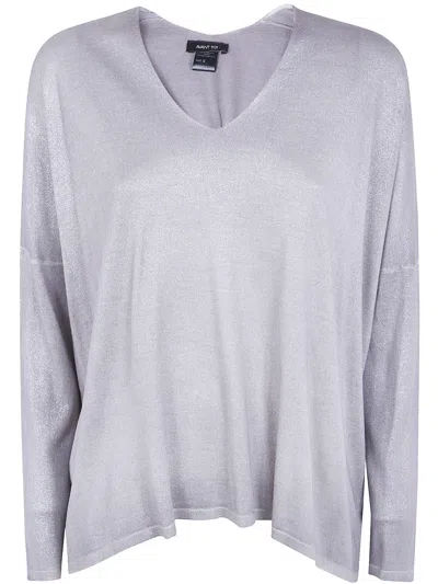Avant Toi Laminated Hand Painted Oversize V Neck Pullover In Gray