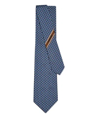 Ferragamo Jacquard Gancini Bicolor Tie In Pattern