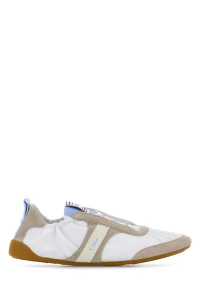 Chloé White Calf Leather Bos Taurus Athletic Sneakers In Multi