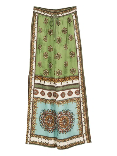 Alemais Contina Multicolor Pants With Elastic Waist And Drawstring And All-over Print In Viscose For Women In Multi