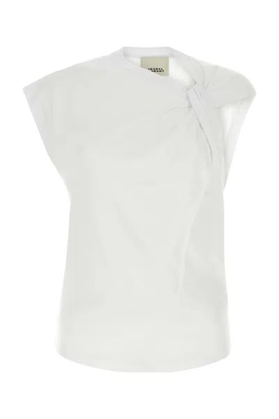 Isabel Marant Organic Cotton Ribbed Crew-neck Asymmetric Sleeveless Cutout T-shirt In White