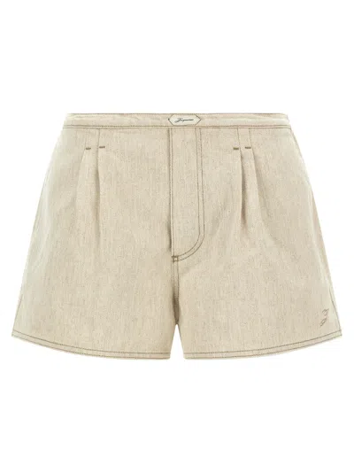 Jacquemus Women Beige Le Short De-nimes Amelo Shorts, 28 Luxury Shorts For Women Darveys In Neutral
