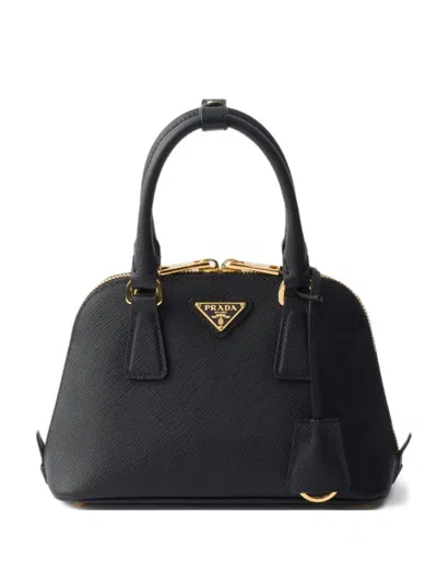 Prada Zip-up Top Handle Bag In Black