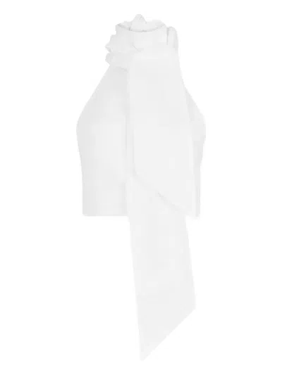 Dsquared2 Bow Detail Cropped Halterneck Sleeveless Top In White