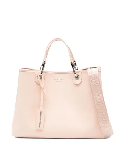 Emporio Armani Medium Myea Shopper Bag With Deer Print In Pink