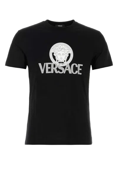 Versace Man T-shirt Black Size L Cotton In Black