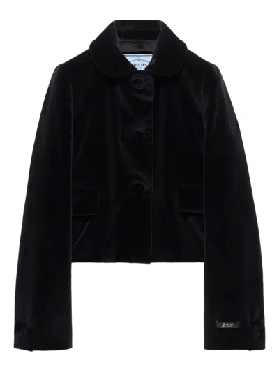 Prada Flap-pocket Detachable-collar Jacket In Black