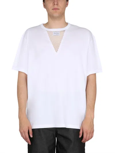 Raf Simons Stylish T-shirt With Logo And Mesh Insert In White
