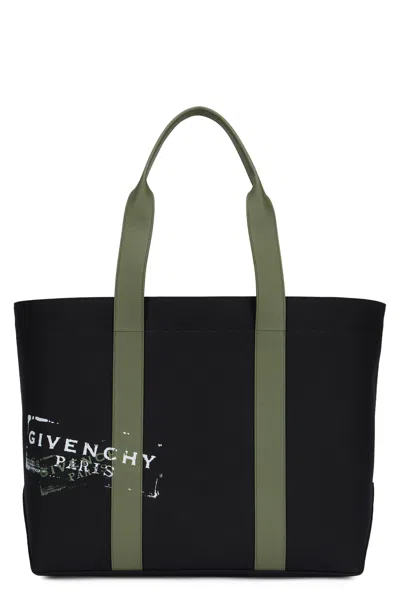 Givenchy Large Canvas Tote Bag Rectangular Handles In Black
