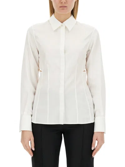Helmut Lang Cotton Slash-detail Shirt In White